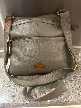 Fossil Pebbled Leather Crossbody Bag in Taupe Gray